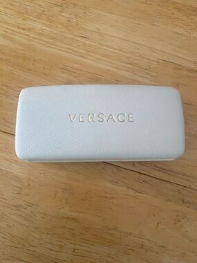 Versace White Leather Eyeglass/Sunglass Case